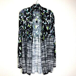 Nic+Zoe Long Open Front Cardigan Sweater Petite Size PM Linen Blend